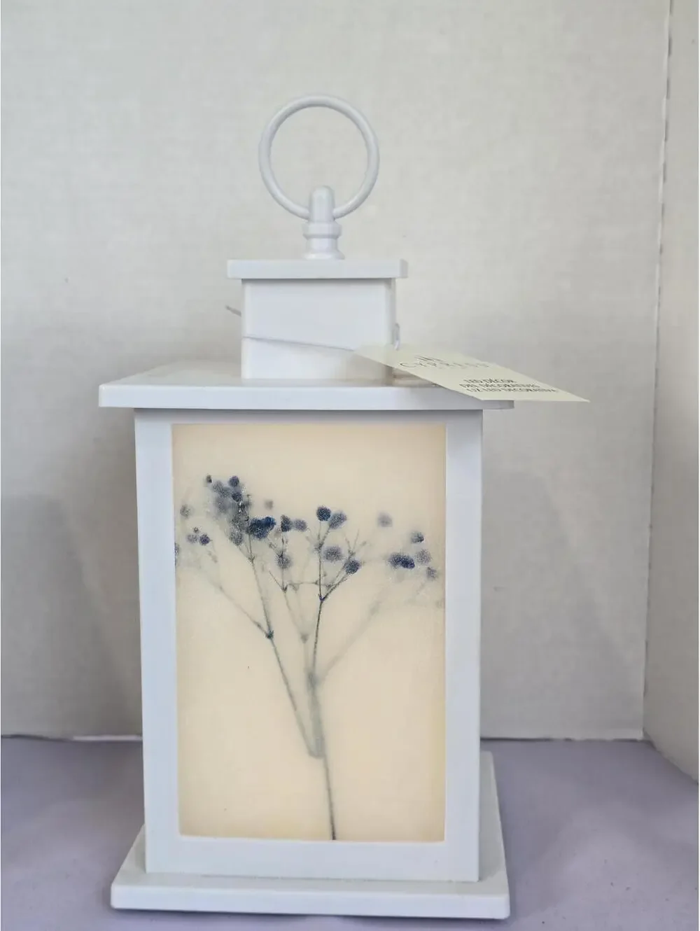 Set of 2 New Cypress brand White Decorative Lanterns with Floral Design